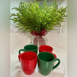 Festive Red and Green Holiday Mugs Set